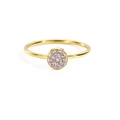 Elegante anillo de acero inoxidable dorado con un racimo redondo de piedras moradas - US5 / Febrero Violeta - Dorado