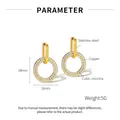 Details von 18mm goldenen Herzohrringen aus Edelstahl mit Zirkonia-Steinen besetzt - Rund
