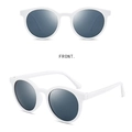 Lunettes de soleil rondes rétro couleur thé au lait avec monture blanche et verres gris - Monture Blanche Verres Gris
