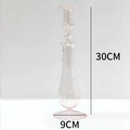 Pink glass candle holder with pearl finish, height 30cm and base diameter 9cm - Pink Dotted Style