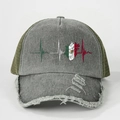 Vintage-Trucker-Cap in Grau und Oliv mit mexikanischem Herzschlag-Grafikdesign - Armeegrün