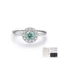 Halo S925 sterling silver ring with round moissanite and GRA certificate - US Size 5 / Silver