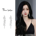Leaf Zirconia Tassel (Silver) / 3# Silver Color With Silver Earring Post