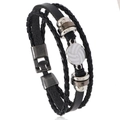 Men's multilayer leather volleyball bracelet with braided ropes and metal beads - Volleyball