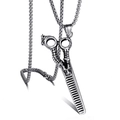 Gothic stainless steel dragon scissors pendant necklace with silver link chain - Dragon Scissors Style