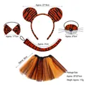 Set costume tigre 5 pezzi con orecchie di peluche, papillon, coda, naso e gonna tutu - Set 4 Pezzi Tigre Orecchie Tonde Morbide + Tutù Arancione Nero