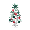 Spilla albero di Natale scintillante con cristalli rossi e verdi su base in metallo argento - Stile Albero di Natale con Strass Completo (C612-A)