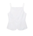 Close-up of white cotton button-up tank top featuring decorative pockets and thin straps - XS / White Top