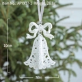 Campanella di Natale bianca glitterata con fiocco, addobbo festivo da 10 cm - Pendente Campana / Bianco