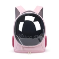 Pink pet carrier backpack with space capsule window and breathable oxford fabric mesh - Chest Bag / Pink