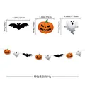 Halloween party banner set with bat pumpkin and ghost paper cutouts including dimensions - Pumpkin Ghost Bat Banner
