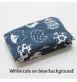 Washable cat bed in blue fabric featuring white cat head patterns and dots - Blue Cat (Cloth Only)