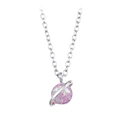 Macro shot of silver planet pendant with purple iridescent opal on a delicate chain - Silver-Purple Iridescent Opal