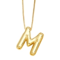 Minimalist gold letter M pendant necklace with star engraving and fine box chain - Letter M