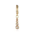 Close-up of 18k gold plated drop earring with four graduated cubic zirconia stones - Bar Zirconia
