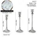 Set of 3 modern clear glass diamond candle holders in 19cm, 22cm, and 25cm heights - 3-Piece Set Glass Diamond Rod Candlestick