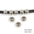 Polished silver stainless steel spacer beads 12x8mm with large 6.5mm hole for DIY jewelry - 12x8mm (Hole 6.5mm) 5 Pieces