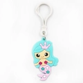 Close-up of a cute cartoon mermaid keychain with a pink crown and white lobster clasp - Green / Plastic Buckle