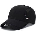 Men's black mesh baseball cap with breathable quick-dry fabric and sports emblem - Adjustable / Black