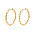 Pendientes de aro en acero inoxidable chapado en oro de 18K con textura martillada - Color Oro Estrellado (MS-121)