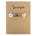 Scorpio zodiac necklace with natural colorful crushed stones and silver steel chain - Scorpio
