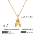 Golden stainless steel letter A pendant necklace with waterproof and hypoallergenic finish - Gold Letter A Pendant Style (JDNW2403047-A)