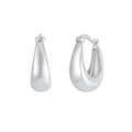 Minimalist S925 silver U-shape huggie earrings with polished drop metallic finish - Silver / Water Drop