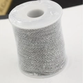Silver square cross metal chain roll on white plastic spool with protective wrap - 1mm / Steel