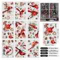 Lot de 9 stickers de Noël 3D pour fenêtres avec oiseaux cardinaux, branches et flocons - Ensemble Oiseaux Cardinaux Rouges de Noël (9 Feuilles)