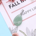 Waterdrop shaped watermelon crystal stone pendant with silver bail on decorative card - Green Aventurine