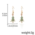 Festive green Christmas tree alloy earrings with gold plating and red star details - Colorful Christmas Tree (D1097)