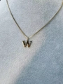 Golden box chain necklace featuring a minimalist polished letter W pendant for women - Letter-W / Gold