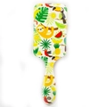Cartoon hair brush with tropical sloth and toucan prints on a white rectangle base - Tropical Monkey Pattern