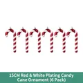 Set of six 15cm red and white electroplated Christmas candy cane hanging ornaments - 15cm Electroplated Red White Cane Set (6 Pcs)