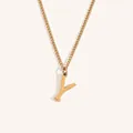 Minimalist 18k gold plated necklace featuring an elegant capital letter Y pendant - Gold Y