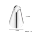 Stainless steel piping tip with 32.1mm height and 17.9mm base for cake decorating - Design No.14