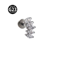 G23 titanium flat back labret featuring five marquise cubic zirconia gems in an arc - Style 6-Silver Color