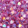 Pink heart-shaped iridescent acrylic beads with aurora finish for DIY jewelry crafting - Purple Heart / 19g/Pack (Approx. 100pcs)