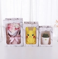 Elegant marble pattern gift bags with transparent windows in three different sizes - White Marble Pattern