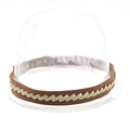 Detail of brown suede hat band with beige woven leather cord for fedora or straw hats - 03 Coffee Woven Band