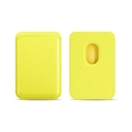 Bright yellow leather MagSafe magnetic card holder for iPhone with precise stitching - Lemon Yellow