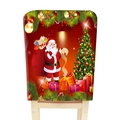 Christmas chair cover featuring red festive Santa Claus and gift box illustrations - Christmas Single Side Print 4