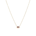 Minimalistische 18k vergoldete Edelstahlkette mit rechteckigem violettem Edelstein - Lila