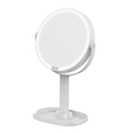 Weißer LED-Rund-Schminkspiegel mit Ablageschale und Touch-Control-Sensor-Design - Desktop-Aufbewahrungsstil / 5-fache Vergrößerung / Weiß
