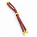Detail of adjustable red-brown braided cord bracelet with polished gold metal sliding beads - Dusty Pink