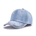 Light blue denim baseball cap with sparkling rhinestones and a star pattern - 47-Star Stud-Light Blue