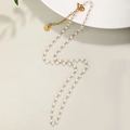 Elegant 18k gold plated stainless steel necklace with small white rice pearls - Stainless Steel Rice Bead Chain