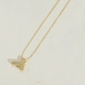 Letter F pendant necklace in gold finish with micro-pave zircons and fine O-chain - Letter T