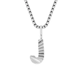 Silver titanium steel necklace featuring a ridged letter J pendant on a box chain - J-Steel Color