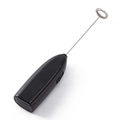 Handheld black electric milk frother and coffee stirrer with stainless steel whisk - Black